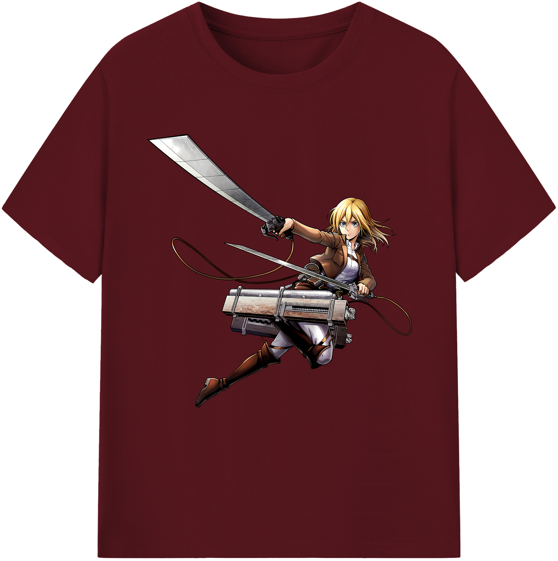 （画像用） 進撃の巨人 クリスタ·レンズ Attack on Titan Christa Lenz 綿100％半袖Tシャツ（フロントプリント）